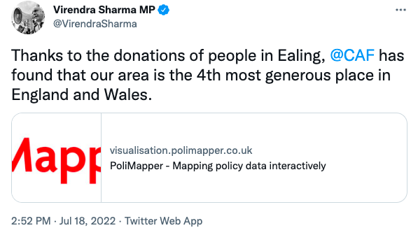 Polimapper | Charities Aid Foundation Generosity Map