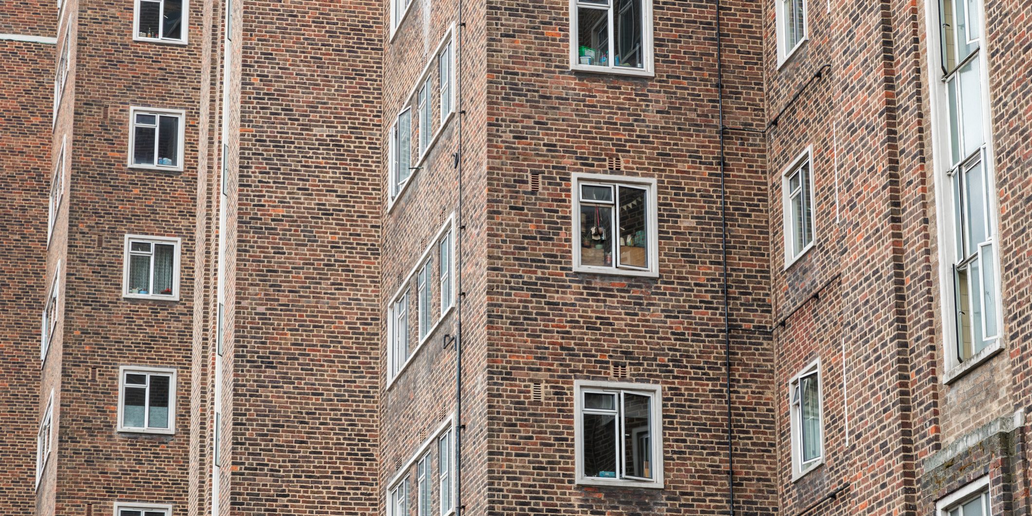 A council housing block, Aubert Court, in Highbury, London, UK